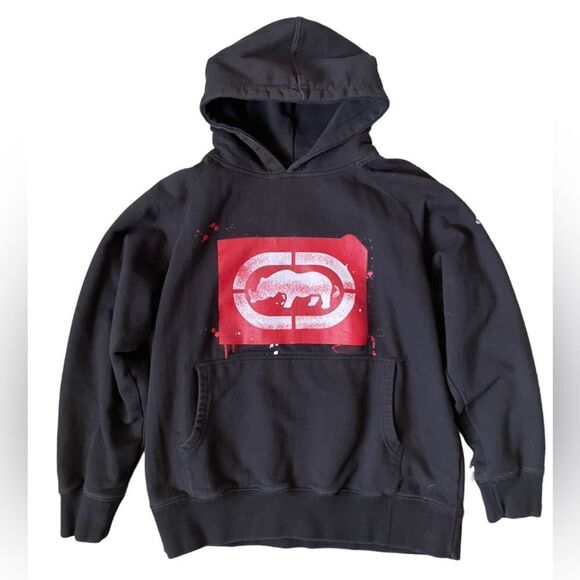 Ecko Unltd Kid’s Vintage 90s Black Rhino Splatter Pullover Hoodie (Med) - Picture 1 of 14
